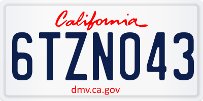 CA license plate 6TZN043