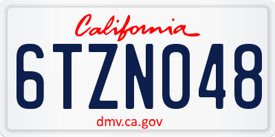 CA license plate 6TZN048
