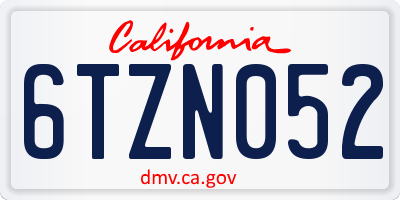 CA license plate 6TZN052