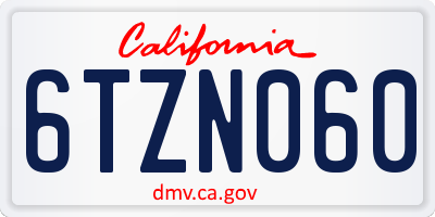 CA license plate 6TZN060