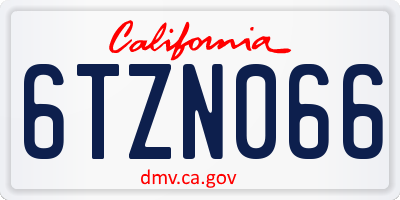CA license plate 6TZN066