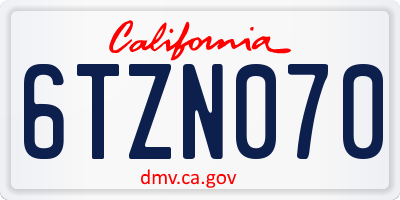 CA license plate 6TZN070