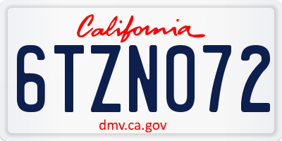 CA license plate 6TZN072