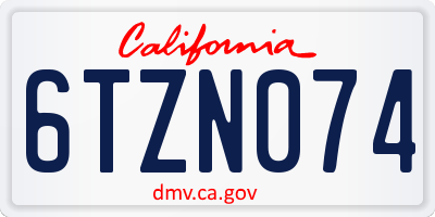 CA license plate 6TZN074