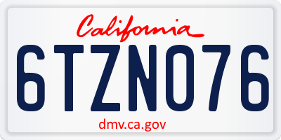 CA license plate 6TZN076