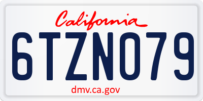 CA license plate 6TZN079