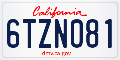 CA license plate 6TZN081