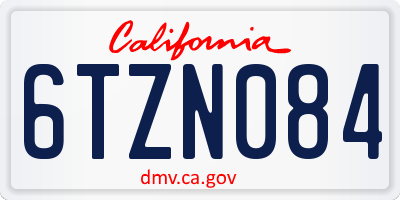 CA license plate 6TZN084