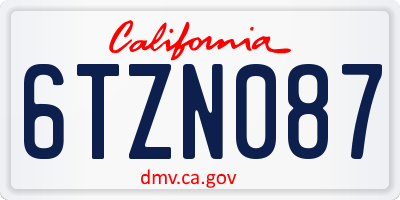 CA license plate 6TZN087