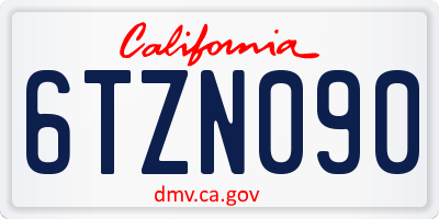 CA license plate 6TZN090