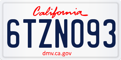 CA license plate 6TZN093