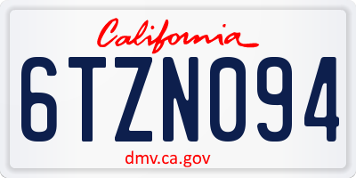 CA license plate 6TZN094