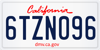 CA license plate 6TZN096