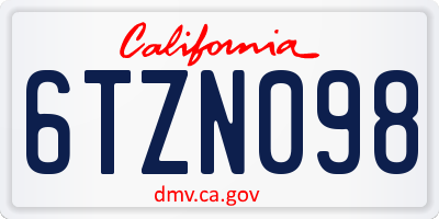 CA license plate 6TZN098