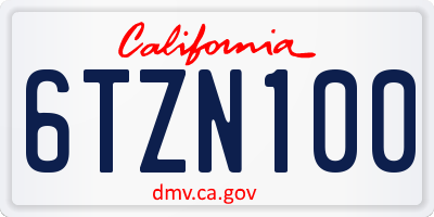 CA license plate 6TZN100