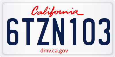 CA license plate 6TZN103