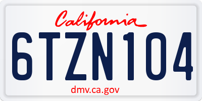 CA license plate 6TZN104