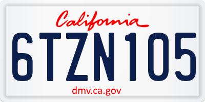 CA license plate 6TZN105