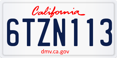 CA license plate 6TZN113