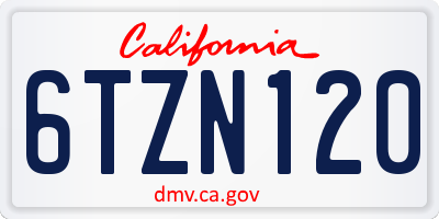 CA license plate 6TZN120