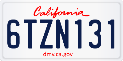 CA license plate 6TZN131