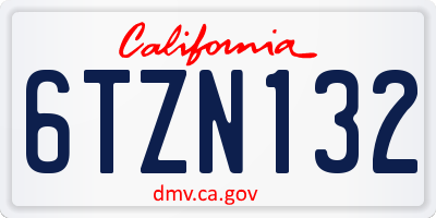 CA license plate 6TZN132