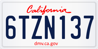 CA license plate 6TZN137
