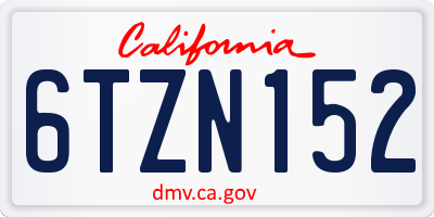 CA license plate 6TZN152