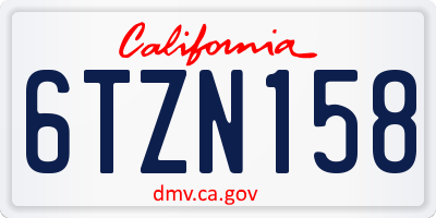 CA license plate 6TZN158