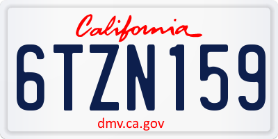 CA license plate 6TZN159