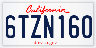 CA license plate 6TZN160