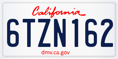 CA license plate 6TZN162