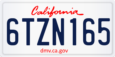 CA license plate 6TZN165