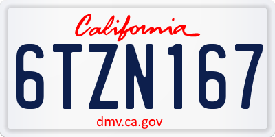 CA license plate 6TZN167