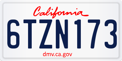 CA license plate 6TZN173