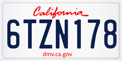 CA license plate 6TZN178