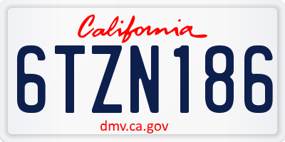 CA license plate 6TZN186