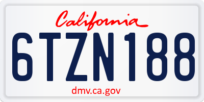 CA license plate 6TZN188