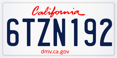CA license plate 6TZN192
