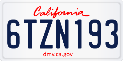 CA license plate 6TZN193