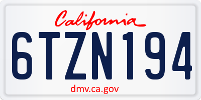 CA license plate 6TZN194