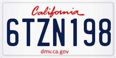 CA license plate 6TZN198