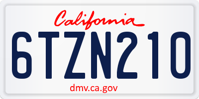 CA license plate 6TZN210