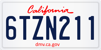 CA license plate 6TZN211