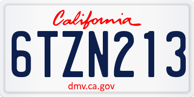 CA license plate 6TZN213