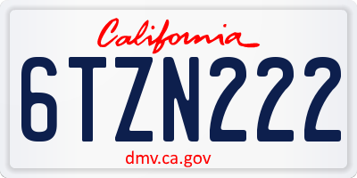 CA license plate 6TZN222
