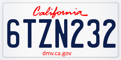 CA license plate 6TZN232