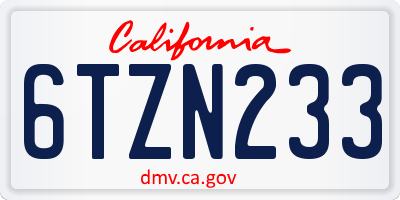CA license plate 6TZN233