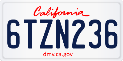 CA license plate 6TZN236