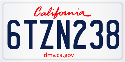 CA license plate 6TZN238